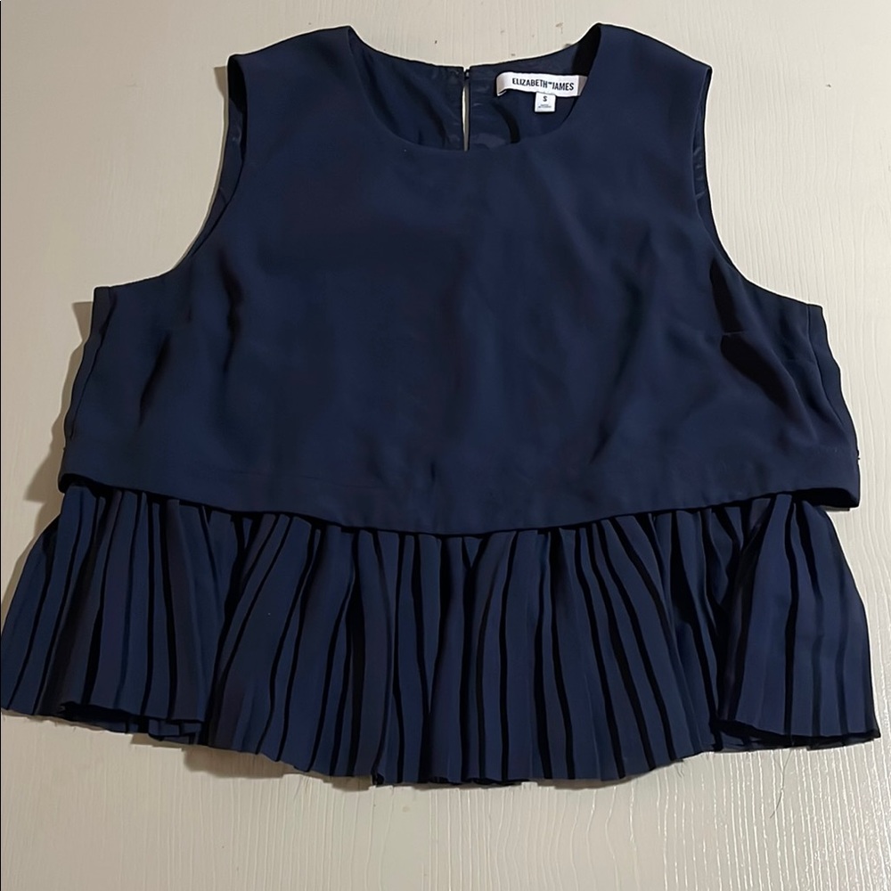 Elizabeth & James Blue Sleeveless Cropped Blouse- Size Small